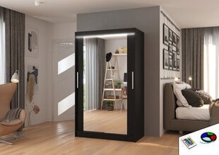 Spinta ADRK Furniture su LED apšvietimu Tibago 120, juoda kaina ir informacija | Spintos | pigu.lt