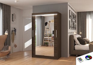 Spinta ADRK Furniture su LED apšvietimu Tibago 120, tamsiai ruda kaina ir informacija | Spintos | pigu.lt