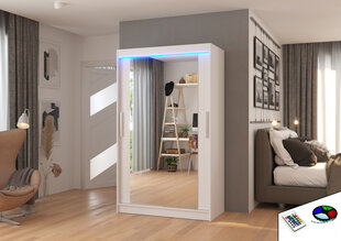 Spinta ADRK Furniture su LED apšvietimu Tibago 120, balta kaina ir informacija | Spintos | pigu.lt