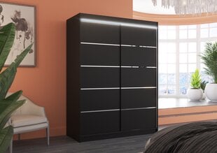 Шкаф ADRK Furniture со светодиодным освещением Luft 150, черный цвет цена и информация | Шкафы | pigu.lt