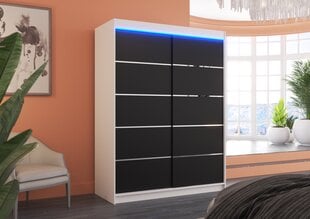 Шкаф ADRK Furniture со светодиодным освещением Luft 150, черный цвет/белый цвет цена и информация | Шкафы | pigu.lt