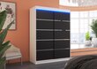 Spinta ADRK Furniture su LED apšvietimu Luft 150, juoda/balta kaina ir informacija | Spintos | pigu.lt