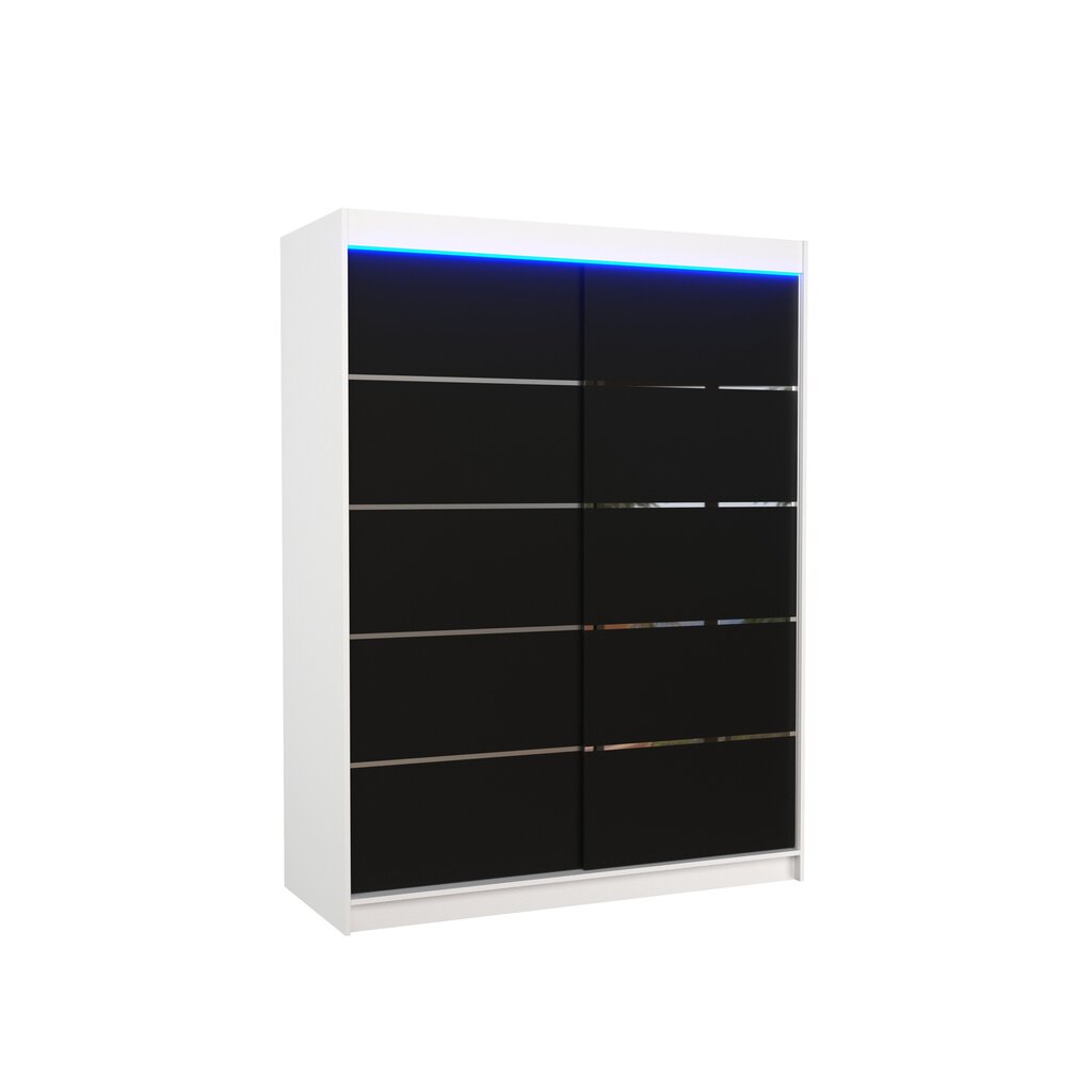 Spinta ADRK Furniture su LED apšvietimu Luft 150, juoda/balta kaina ir informacija | Spintos | pigu.lt