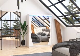 Spinta ADRK Furniture su LED apšvietimu Alen 150, balta kaina ir informacija | Spintos | pigu.lt