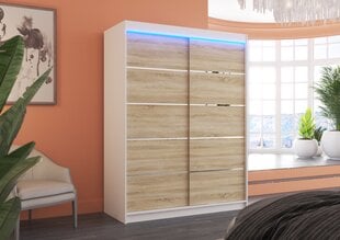 Spinta ADRK Furniture su LED apšvietimu Luft 150, smėlio/balta kaina ir informacija | Spintos | pigu.lt