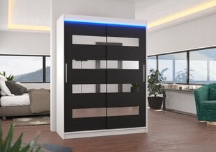 Spinta ADRK Furniture su LED apšvietimu Baltic 150, juoda/balta kaina ir informacija | Spintos | pigu.lt