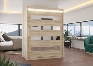 Spinta ADRK Furniture su LED apšvietimu Baltic 150, smėlio kaina ir informacija | Spintos | pigu.lt