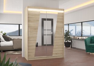 Spinta ADRK Furniture su LED apšvietimu Bolton 150, smėlio kaina ir informacija | Spintos | pigu.lt