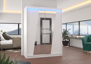 Spinta ADRK Furniture su LED apšvietimu Bolton 150, balta kaina ir informacija | Spintos | pigu.lt