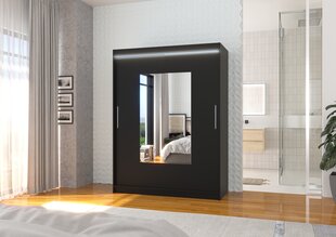 Spinta ADRK Furniture su LED apšvietimu Dorrigo 150, juoda kaina ir informacija | Spintos | pigu.lt
