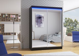 Spinta ADRK Furniture su LED apšvietimu Florest 150, juoda kaina ir informacija | Spintos | pigu.lt