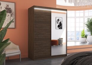 Spinta ADRK Furniture su LED apšvietimu Jordi 150, ruda kaina ir informacija | Spintos | pigu.lt