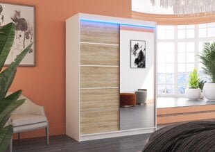 Spinta ADRK Furniture su LED apšvietimu Limbo 150, smėlio/balta kaina ir informacija | Spintos | pigu.lt