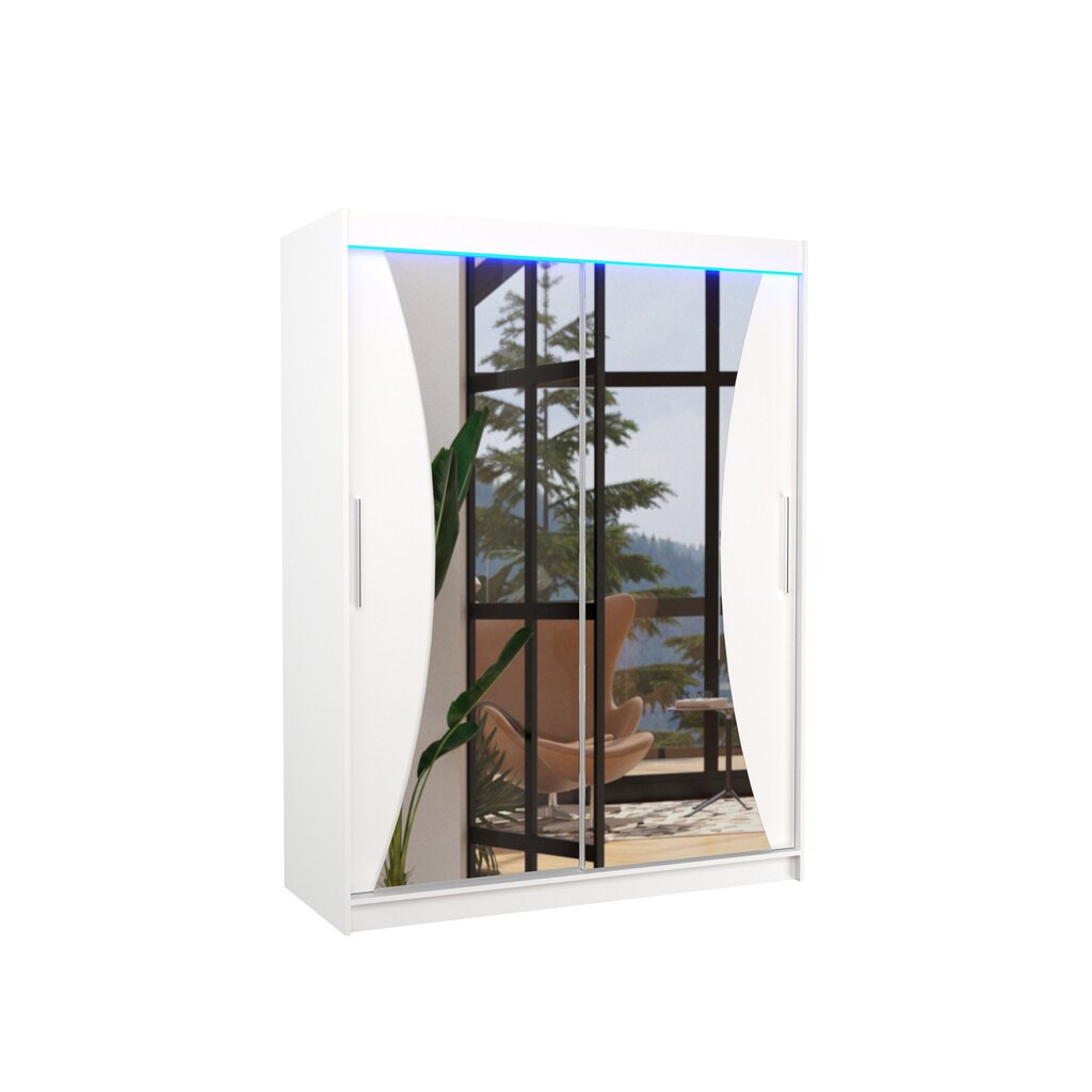 Spinta ADRK Furniture su LED apšvietimu Max 150, balta kaina ir informacija | Spintos | pigu.lt