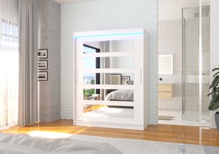 Spinta ADRK Furniture su LED apšvietimu Murani 150, balta kaina ir informacija | Spintos | pigu.lt
