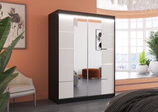 Spinta ADRK Furniture su LED apšvietimu Nordic 150, balta/juoda kaina ir informacija | Spintos | pigu.lt