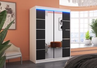 Spinta ADRK Furniture su LED apšvietimu Nordic 150, juoda/balta kaina ir informacija | Spintos | pigu.lt