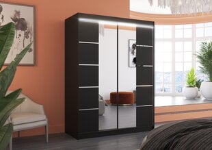 Spinta ADRK Furniture su LED apšvietimu Nordic 150, juoda kaina ir informacija | Spintos | pigu.lt