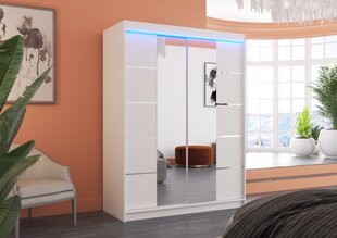 Spinta ADRK Furniture su LED apšvietimu Nordic 150, balta kaina ir informacija | Spintos | pigu.lt