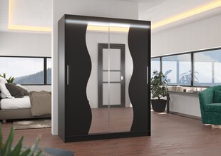 Spinta ADRK Furniture su LED apšvietimu Renzo 150, juoda kaina ir informacija | Spintos | pigu.lt