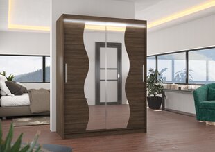 Spinta ADRK Furniture su LED apšvietimu Renzo 150, tamsiai ruda kaina ir informacija | Spintos | pigu.lt