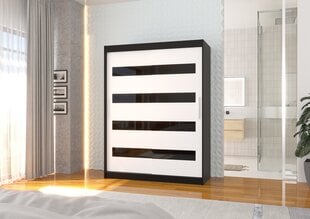 Spinta ADRK Furniture Martinez 150, balta/juoda kaina ir informacija | Spintos | pigu.lt