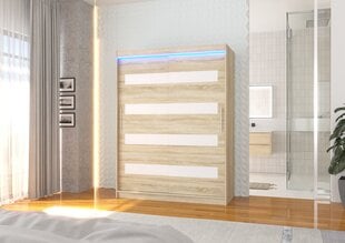 Spinta ADRK Furniture su LED apšvietimu Martinez 150, smėlio kaina ir informacija | Spintos | pigu.lt