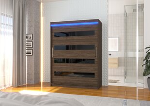 Spinta ADRK Furniture su LED apšvietimu Martinez 150, ruda/juoda kaina ir informacija | Spintos | pigu.lt