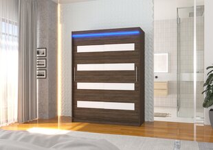 Spinta ADRK Furniture su LED apšvietimu Martinez 150, ruda kaina ir informacija | Spintos | pigu.lt