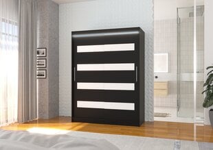 Spinta ADRK Furniture su LED apšvietimu Martinez 150, juoda kaina ir informacija | Spintos | pigu.lt
