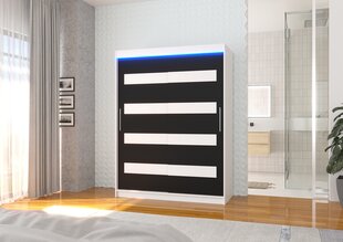 Spinta ADRK Furniture su LED apšvietimu Martinez 150, juoda/balta kaina ir informacija | Spintos | pigu.lt