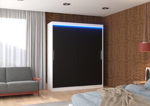 Spinta ADRK Furniture su LED apšvietimu Lincoln 180, juoda/balta kaina ir informacija | Spintos | pigu.lt