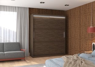 Spinta ADRK Furniture su LED apšvietimu Lincoln 180, tamsiai ruda kaina ir informacija | Spintos | pigu.lt