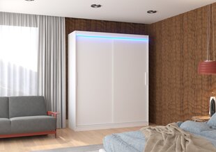 Spinta ADRK Furniture su LED apšvietimu Lincoln 180, balta kaina ir informacija | Spintos | pigu.lt
