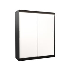 Spinta ADRK Furniture su LED apšvietimu Lincoln 180, balta/juoda kaina ir informacija | Spintos | pigu.lt