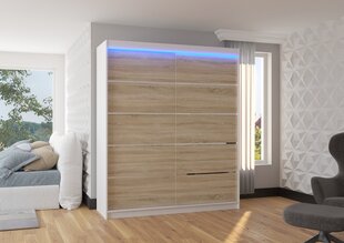 Spinta ADRK Furniture su LED apšvietimu Spectra 180, smėlio/balta kaina ir informacija | Spintos | pigu.lt