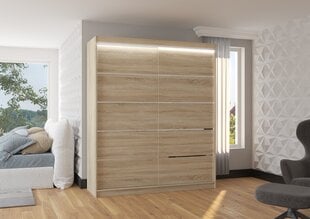 Spinta ADRK Furniture su LED apšvietimu Spectra 180, smėlio kaina ir informacija | Spintos | pigu.lt