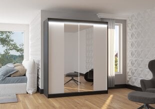 Spinta ADRK Furniture su LED apšvietimu Balance 180, balta/juoda kaina ir informacija | Spintos | pigu.lt