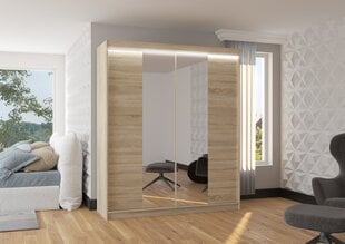 Spinta ADRK Furniture su LED apšvietimu Balance 180, smėlio kaina ir informacija | Spintos | pigu.lt