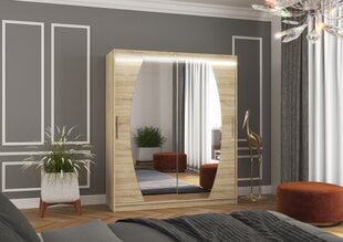 Spinta ADRK Furniture su LED apšvietimu Baltimore 180, smėlio kaina ir informacija | Spintos | pigu.lt