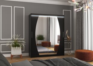 Spinta ADRK Furniture su LED apšvietimu Baltimore 180, juoda kaina ir informacija | Spintos | pigu.lt