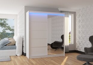 Шкаф ADRK Furniture со светодиодной подсветкой Caro 180, белый цвет цена и информация | Шкафы | pigu.lt