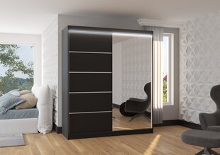 Шкаф ADRK Furniture со светодиодной подсветкой Caro 180, черный цвет цена и информация | Шкафы | pigu.lt