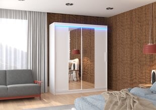 Spinta ADRK Furniture su LED apšvietimu Dallas 180, balta kaina ir informacija | Spintos | pigu.lt