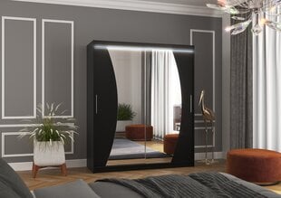 Шкаф ADRK Furniture со светодиодной подсветкой Dolores 180, черный цвет цена и информация | Шкафы | pigu.lt