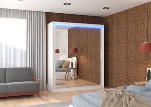 Spinta ADRK Furniture su LED apšvietimu Ettore 180, balta kaina ir informacija | Spintos | pigu.lt