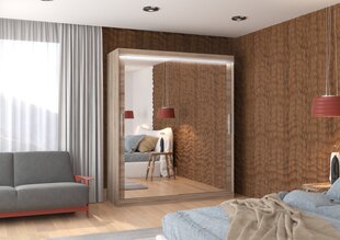 Spinta ADRK Furniture su LED apšvietimu Ettore 180, ruda kaina ir informacija | Spintos | pigu.lt