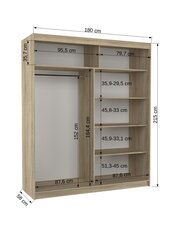 Шкаф ADRK Furniture со светодиодным освещением Medison 180, черный цвет цена и информация | Шкафы | pigu.lt