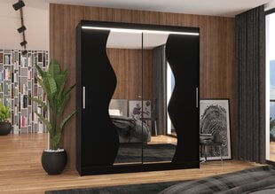 Spinta ADRK Furniture su LED apšvietimu Medison 180, juoda kaina ir informacija | Spintos | pigu.lt