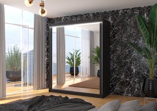 Spinta ADRK Furniture su LED apšvietimu Morgan 180, juoda kaina ir informacija | Spintos | pigu.lt